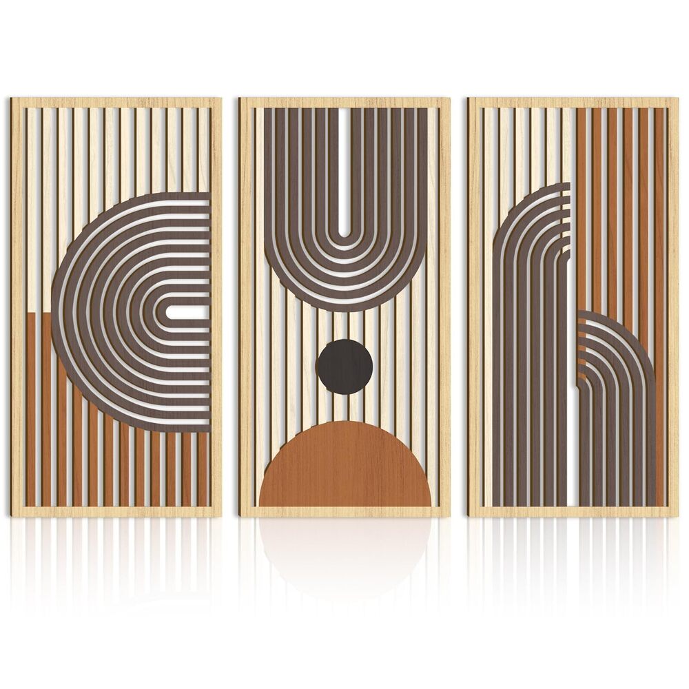 1830 Mid century Modern Decor 16x32 Inch Large Boho Wood Wall Art Abstract